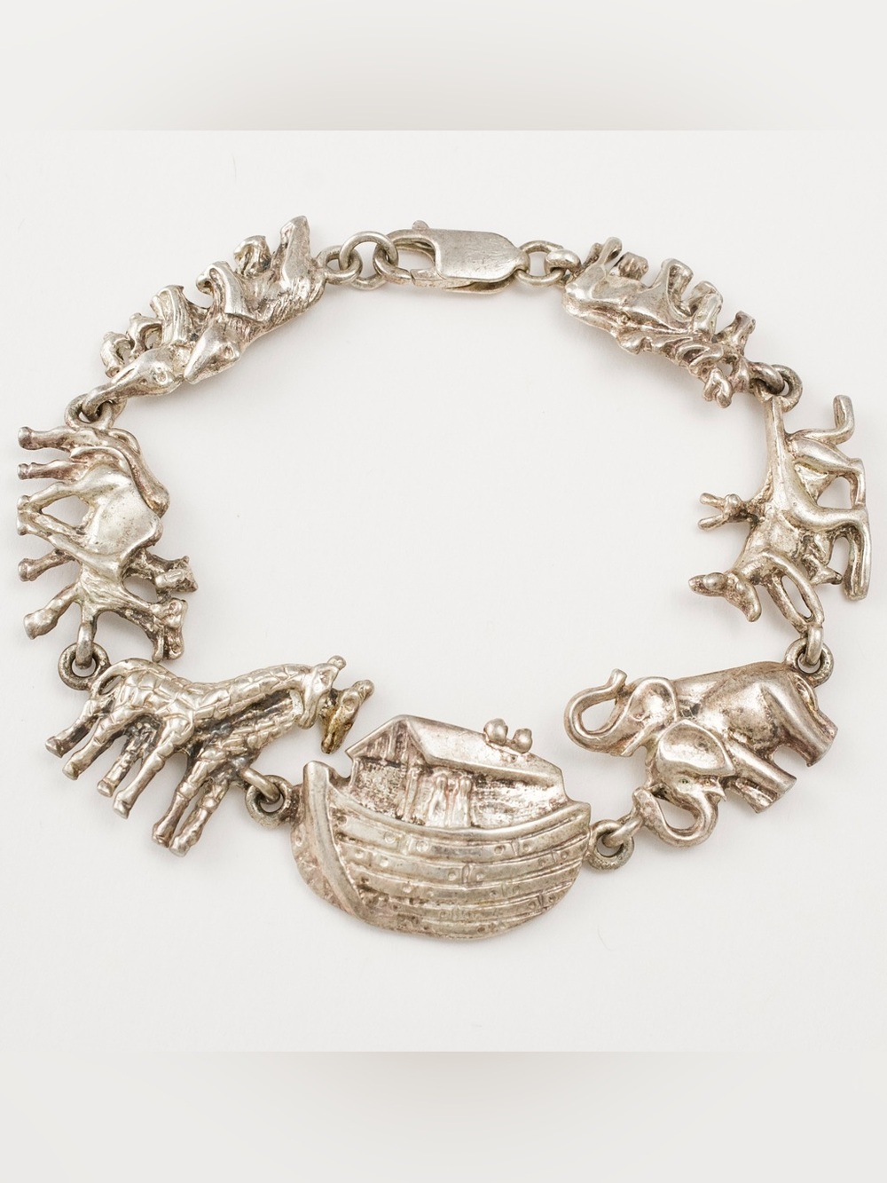 Vintage Sterling Silver Noah’s Ark Link Bracelet
